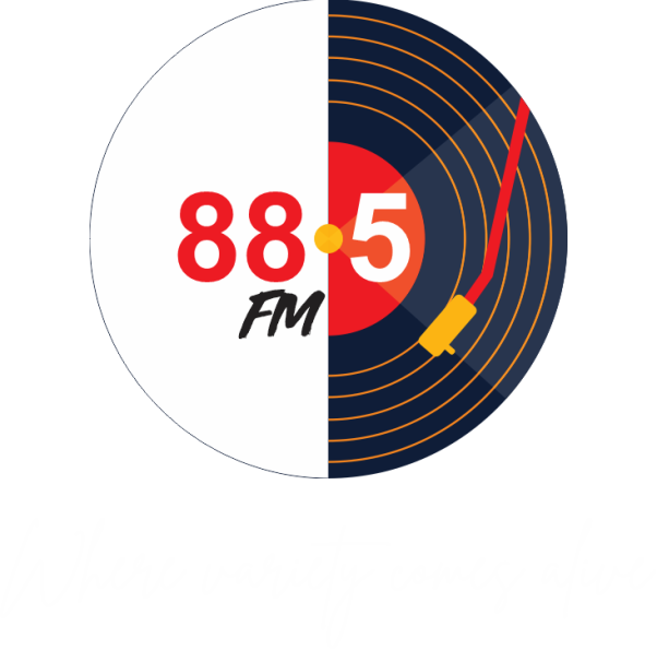 885fm log black tagline + glow